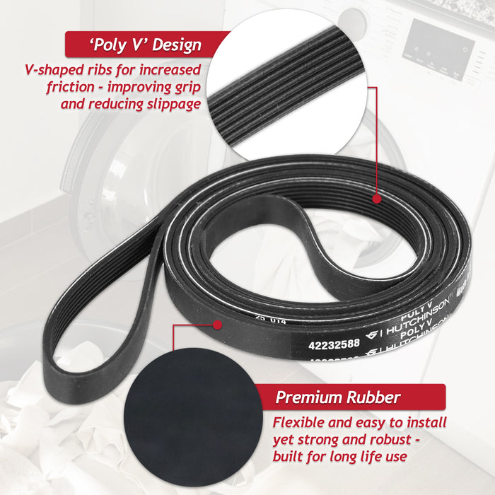 Poly-V Drive Belt for Russell Hobbs RH8CTD701 Tumble Dryer (7PH2012 SH200, 42232588 / 42164399)