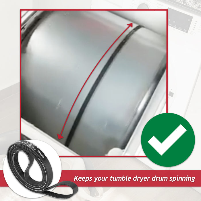 Poly-V Drive Belt for Bush BCGBTD8HP TD7CNBCW Tumble Dryer (7PH2012 SH200, 42232588 / 42164399)