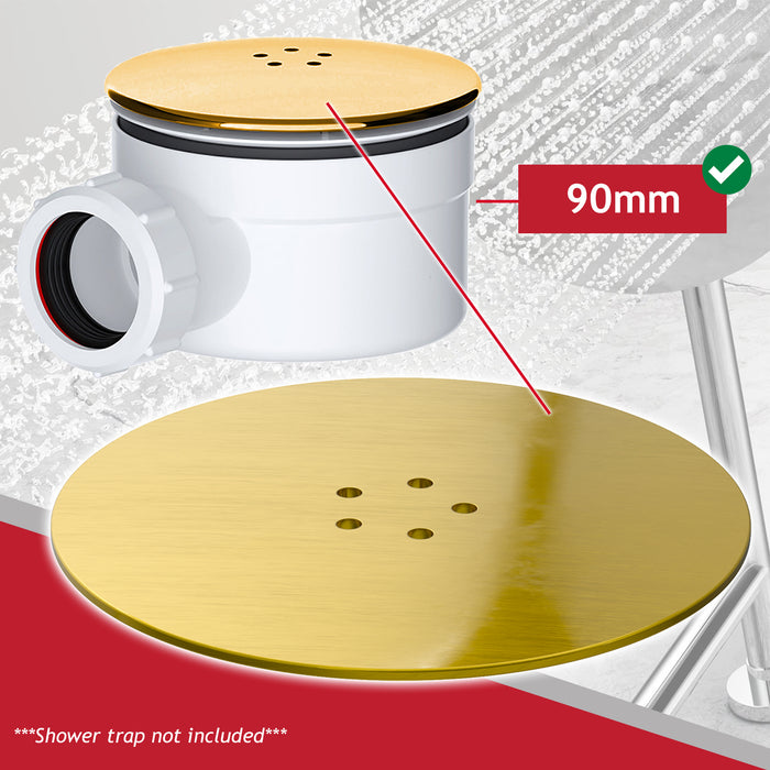 110mm Luxury Plug Cover for Shower Trap with 90mm Tray (Brushed Brass)