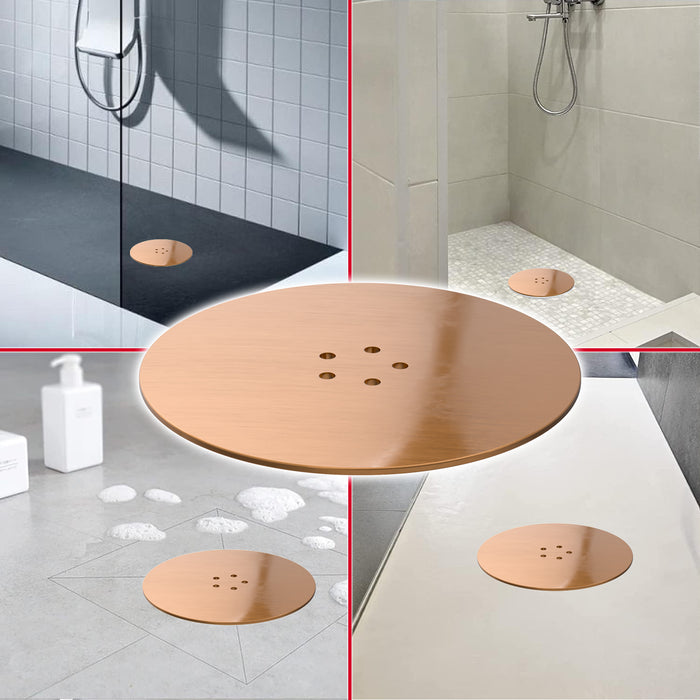 110mm Luxury Plug Cover for Shower Trap with 90mm Tray (Brushed Copper)
