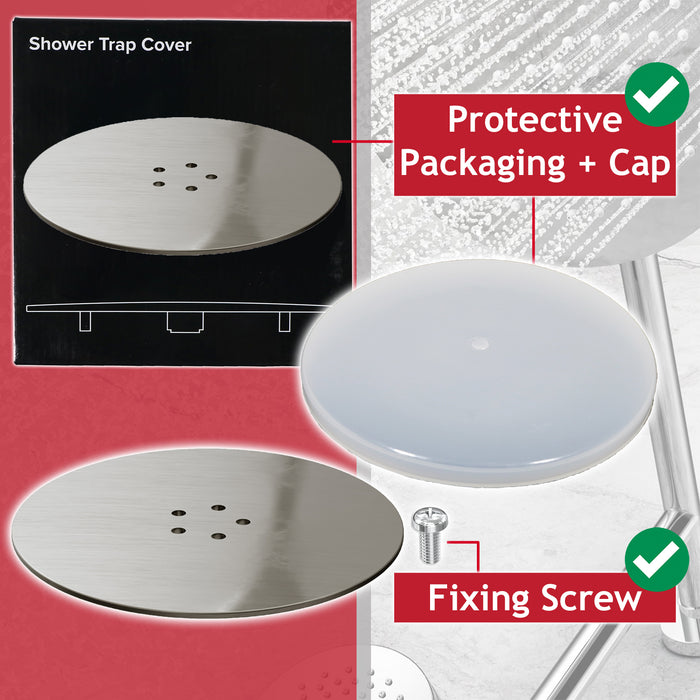 110mm Luxury Plug Cover for Shower Trap with 90mm Tray (Brushed Nickel)