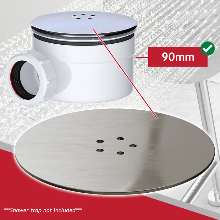 110mm Luxury Plug Cover for Shower Trap with 90mm Tray (Brushed Nickel)