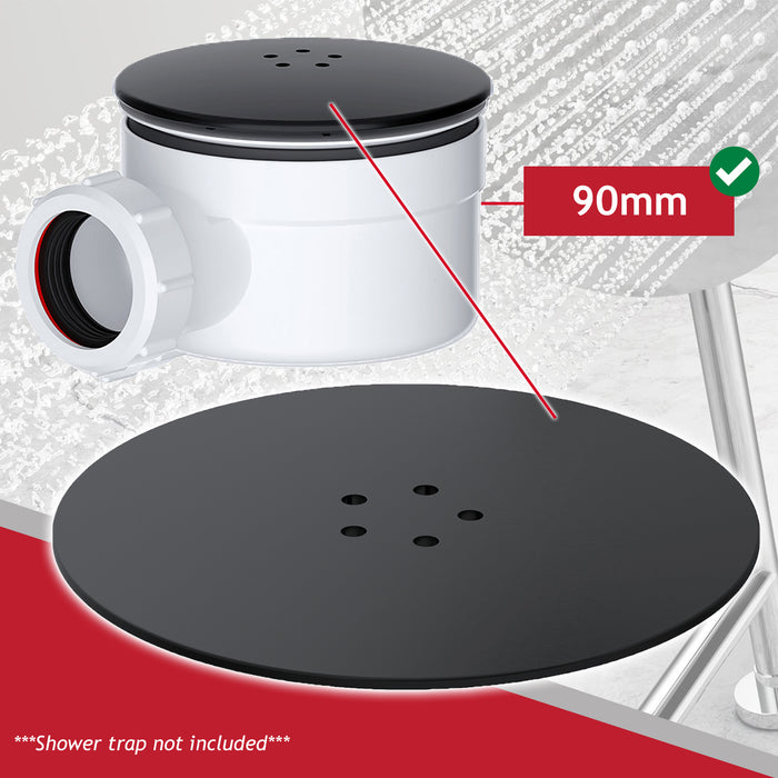 110mm Luxury Plug Cover for Shower Trap with 90mm Tray (Matt Black)