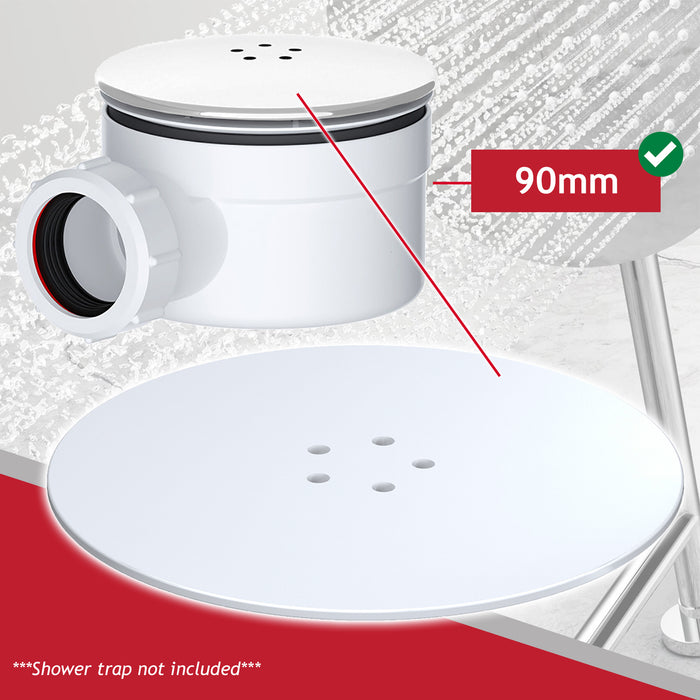 110mm Luxury Plug Cover for Shower Trap with 90mm Tray (Matt White)