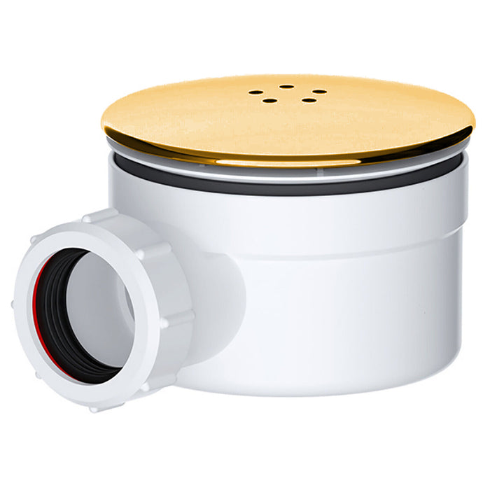 Shower Trap for 90mm Tray Plug Hole 1.5" Luxury Drain Water Waste Dome Base Kit (Brushed Brass)