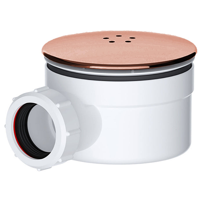 Shower Trap for 90mm Tray Plug Hole 1.5" Luxury Drain Water Waste Dome Base Kit (Brushed Copper)