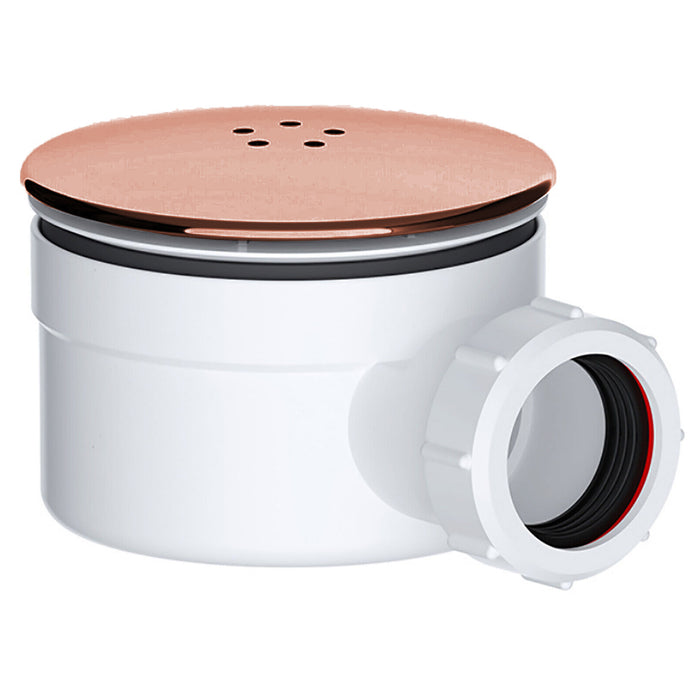 Shower Trap for 90mm Tray Plug Hole 1.5" Luxury Drain Water Waste Dome Base Kit (Brushed Copper)