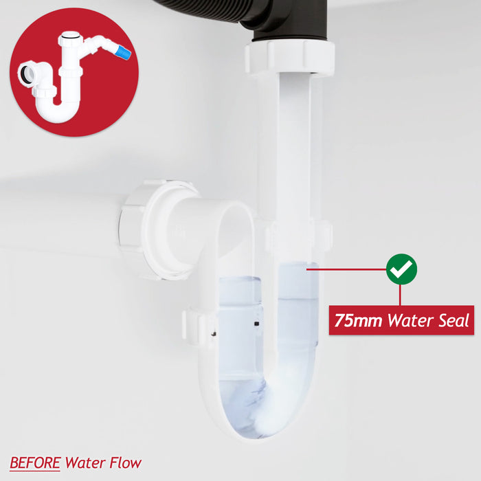 40mm Telescopic Sink Trap Kitchen Washing Machine Dishwasher 75mm Seal Water Discharge Kit