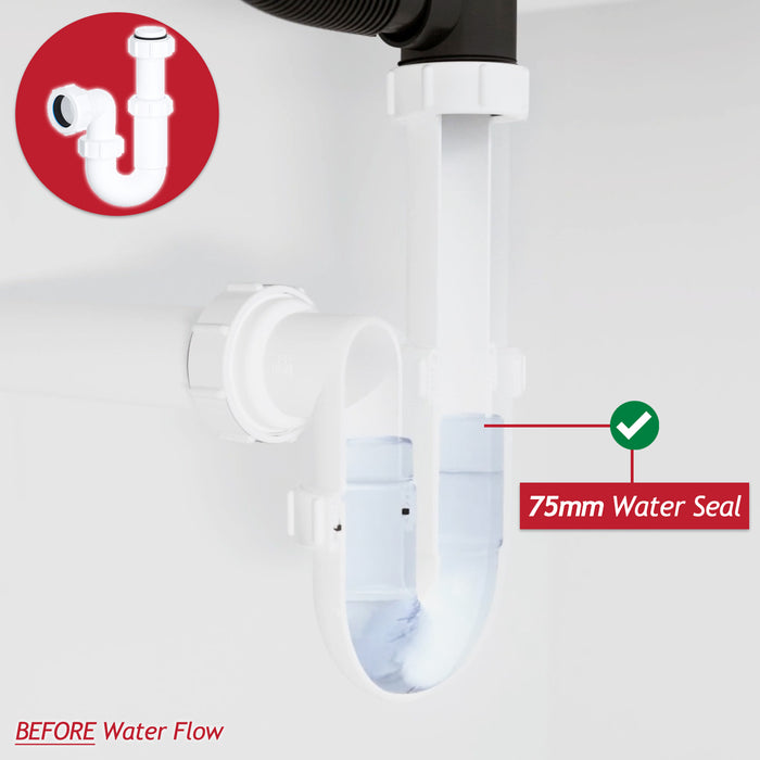 Telescopic Sink P Trap Basin Swivel Plumbing Waste Pipe Kit (32mm / 1.25")