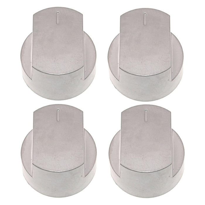 Control Knob Switch & Shaft for Stoves 61EDO 61EHDO BL ST WH Oven Cooker Hob 4 x Knobs (Silver)