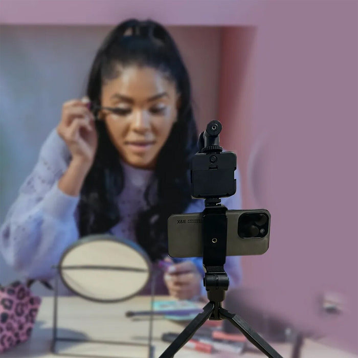 Phone Video Making Kit LED Light Box Mount Adjustable Tripod Microphone Vlogging Set