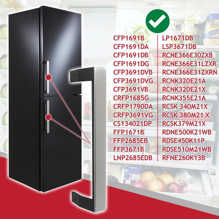 Door Handle Grab Bars for Beko CFP169 FFP167 Fridge Freezer 5907610700 (Silver / Black, 330mm, Pack of 2)