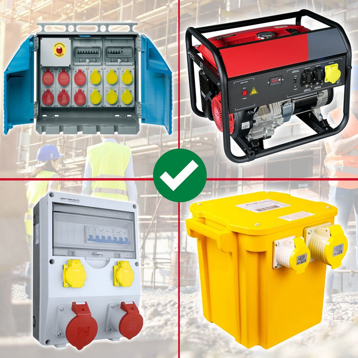 110V Extension Lead 14m 16A 1.5mm Extra Long Outdoor Construction Site Generator Cable (Yellow)