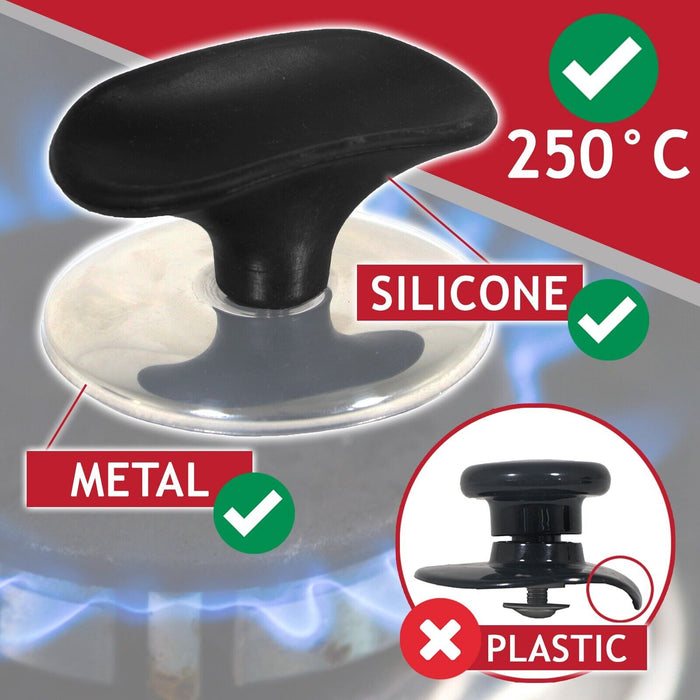 Universal Pan Lid Handle 6cm Saucepan Slow Cooker Steamer Pot Knobs (Black / Chrome Silver, Pack of 3)