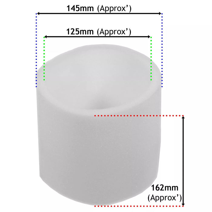 Wet & Dry Cartridge Filter + Foam Sleeve for Lidl Parkside 20L 30L Canister Vacuum Cleaner