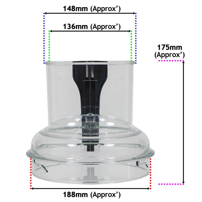 Magimix Lid Cover for CS4200XL CS5200XL Food Processor (Clear with Black Handle, 173333)