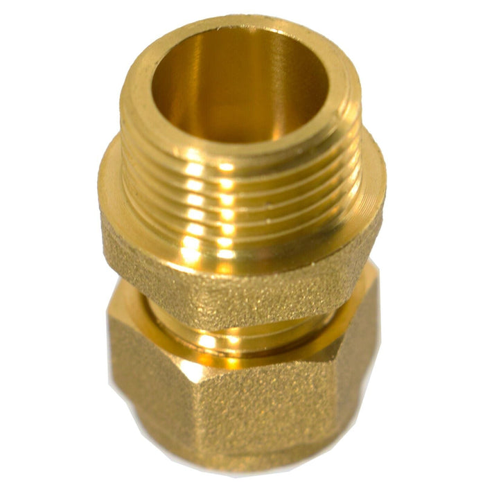 Compression Connector 10mm x 3/8" BSP Male Straight Brass Pipe Coupler Adaptor Fitting (Pack of 2)