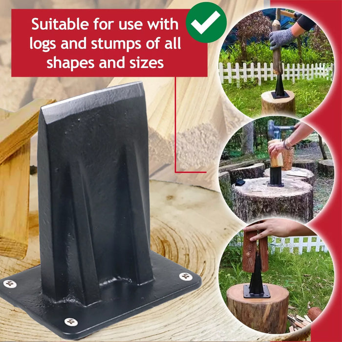 Kindling Splitter Blade Sharpener Drill Attachment Safety Goggles Kit Log Wood Splitting Chisel Wedge Set (Large)