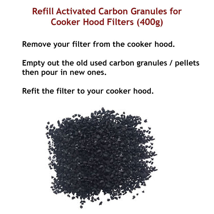 Charcoal Carbon Filter Refill Activated Granules for Rangemaster Cooker Hood (400g)