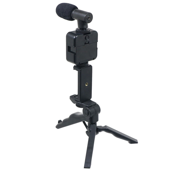Phone Video Making Kit LED Light Box Mount Adjustable Tripod Microphone Vlogging Set