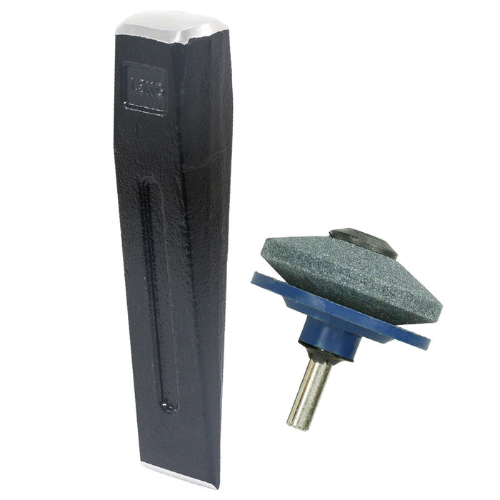 Log Splitter 1.5KG 8" Wood Splitting Chisel Wedge + Drill Blade Sharpener Attachment Kit