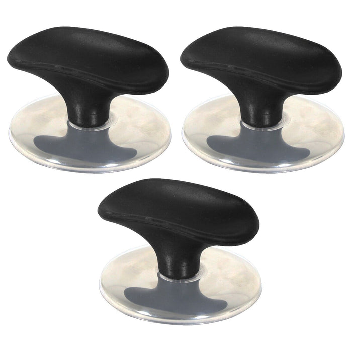 Universal Pan Lid Handle 60mm / 6cm Saucepan Slow Cooker Steamer Pot Knobs (Black / Chrome Silver, Pack of 3)
