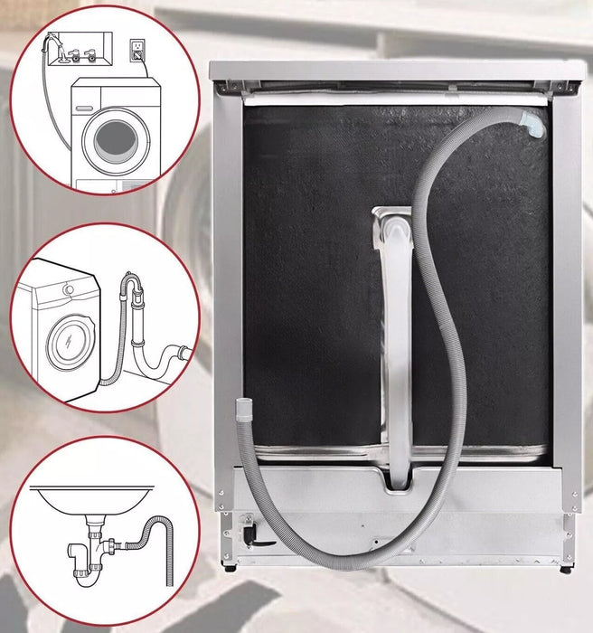 Universal Drain Hose + Water Fill Pipe Angle Set Clip Washing Machine Dishwasher