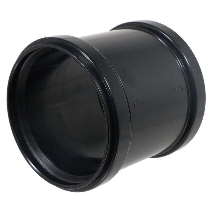 110mm 4" Soil Waste Pipe Double Socket Push Fit Straight Slip Coupler (Black)