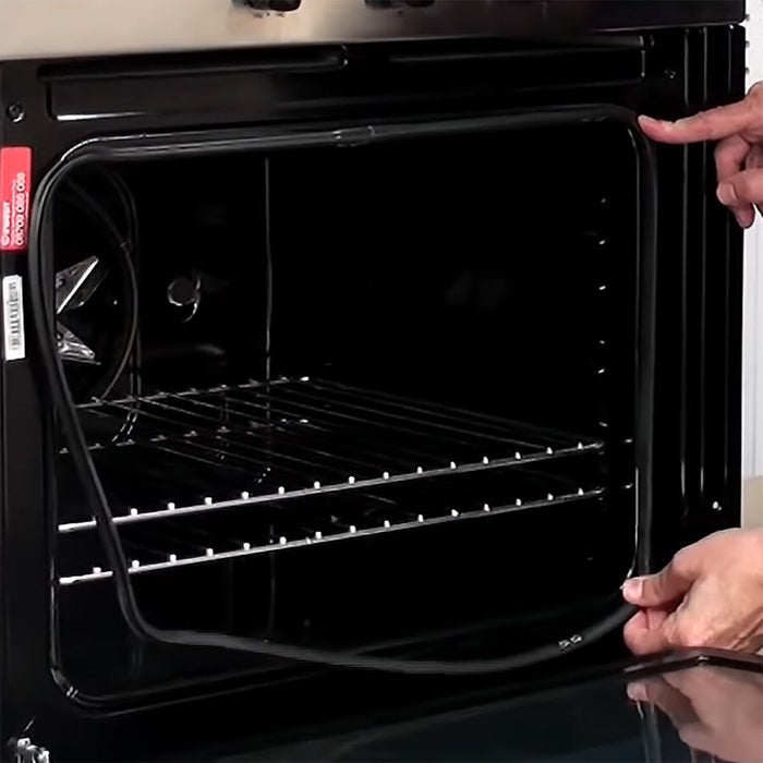 Main Rubber Door Seal with Corner Fixing Clips + Sealing Glue for Hotpoint Oven Cookers (445mm x 350mm)