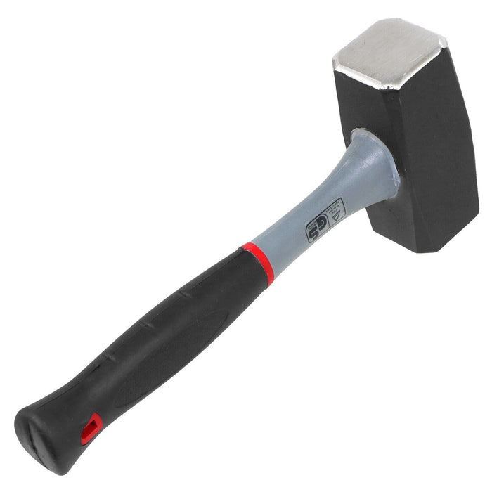 Lump Club Sledge Hammer Heavy Duty Fibreglass Shaft Hardened Steel Head TPR Comfort Grip Handle (4lb / 2kg)