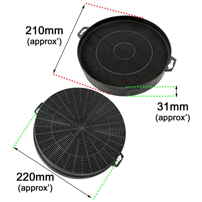 Carbon Filter for Tecnik Cooker Hood TKE5035 TKE591/2 TKE595/2 Extractor Vent x 2