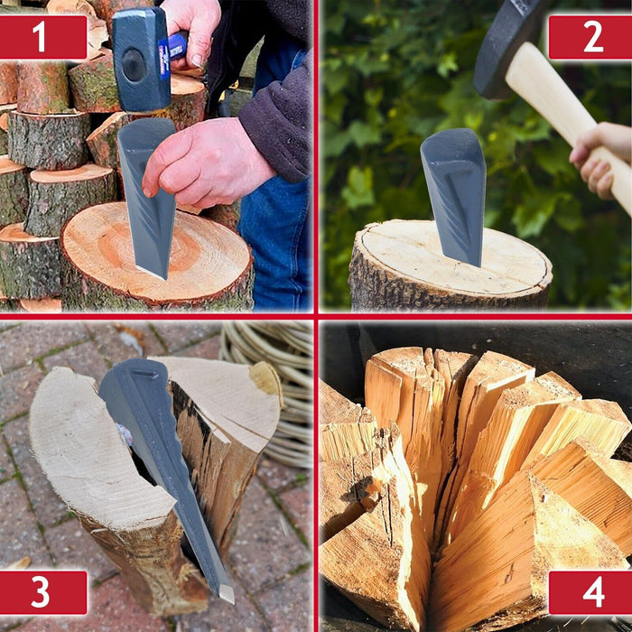 Twisted Log Splitter Wedge Heavy Duty Steel Wood Splitting Chisel Spike (2.5KG, 9")