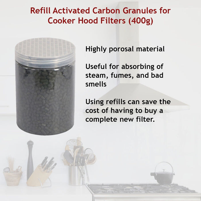 Cooker Hood Filter Charcoal Carbon Activated Refill Granules Universal 400g