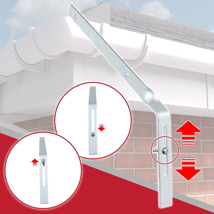 Gutter Side Rafter Bracket Universal Galvanised Steel Fascia Support Fixings (Pack of 10, 300mm)