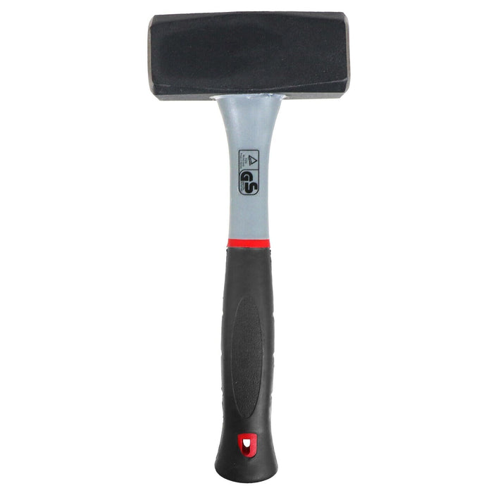Lump Club Sledge Hammer Heavy Duty Fibreglass Shaft Hardened Steel Head TPR Comfort Grip Handle (4lb / 2kg)