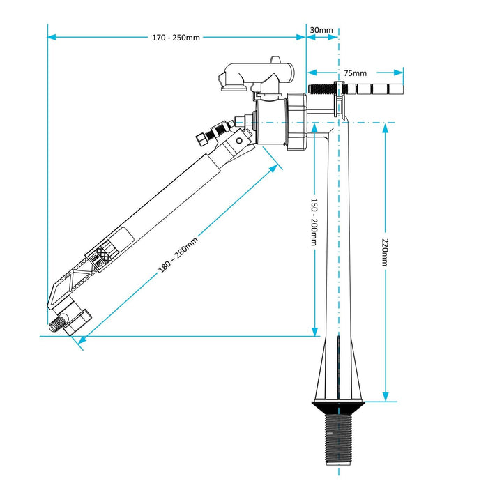 Bottom Entry Valve 1/2" Straight Toilet Cistern Filling Inlet + 6" Ball Float Kit