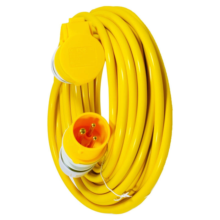 16A Extension Lead 14m 110V 1.5mm Extra Long Power Cable Cord 3-Pin 2P+E (Yellow)