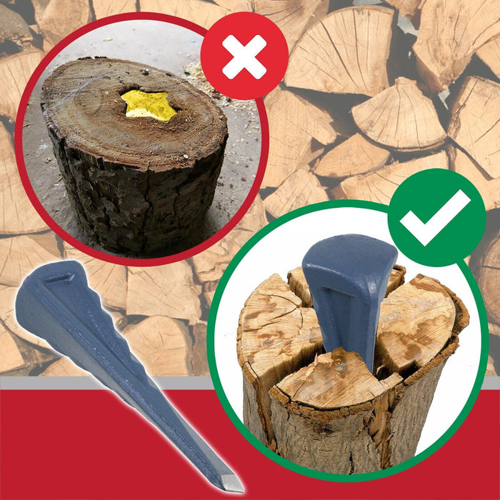 Twisted Log Splitter 2.5KG 9" Steel Wedge + 4lb Lump Club Hammer Mallet Heavy Duty Kit