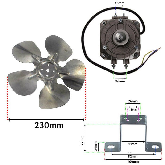 Fan Motor for Bush Fridge fits Logik Kenwood Mounting Bracket 7W Kit Freezer