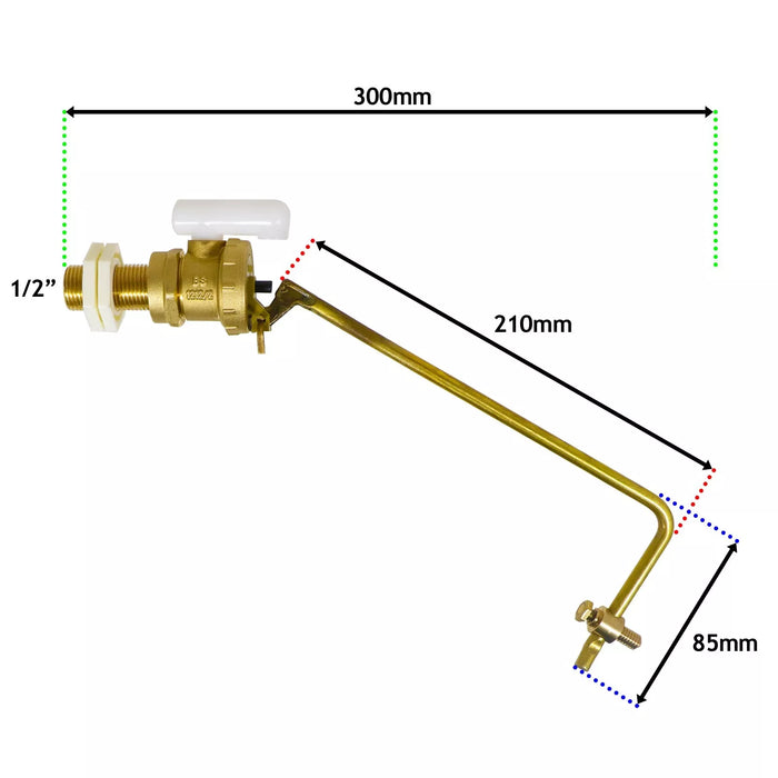 1/2" Ball Valve Part 2 Low Pressure Side Entry Toilet Cistern BS1212/2 Ballcock Float Arm