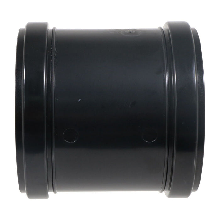 110mm 4" Soil Waste Pipe Double Socket Push Fit Straight Slip Coupler (Black)