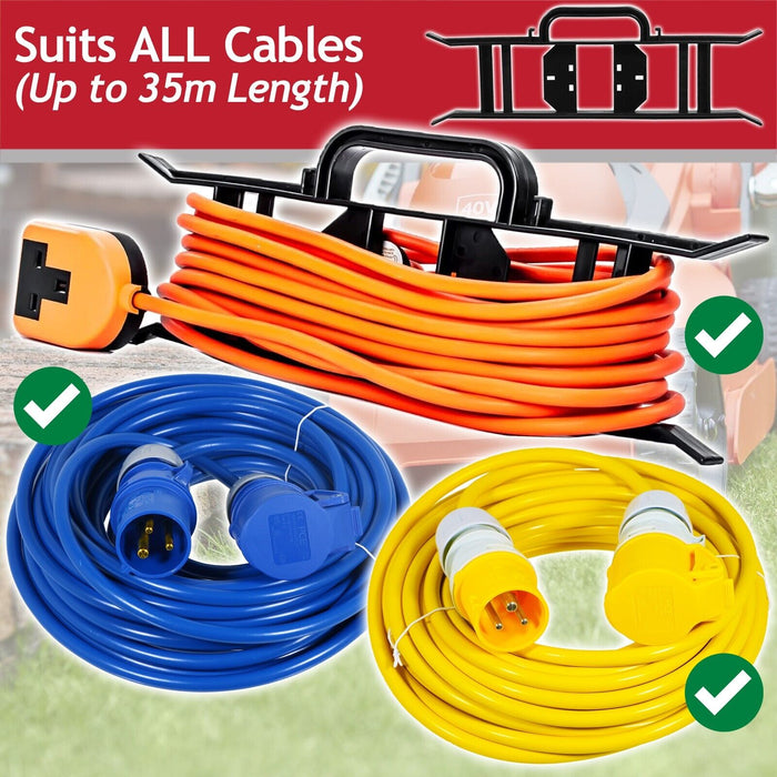 Universal Cable Tidy H Frame Bracket Extension Power Lead Wire Storage Winder (360mm x 125mm)