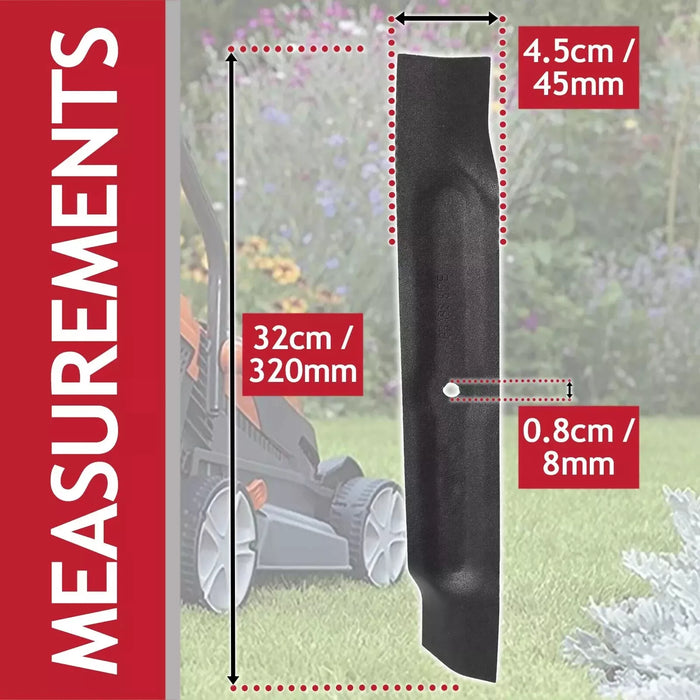 Metal Blade for Flymo Chevron 32 Easimo EM032 RE320 Rollermo RM032 Speedimo Venturer Visimo VM032 Lawnmower (32cm, Type FLY046)