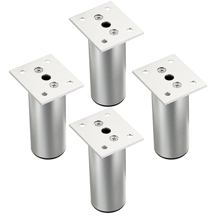 Universal Adjustable Furniture Feet 4.5" Silver Wardrobe Table Footrest Riser Legs (Pack of 4)