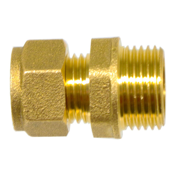 Compression Connector 10mm x 3/8" BSP Male Straight Brass Pipe Coupler Adaptor Fitting (Pack of 10)