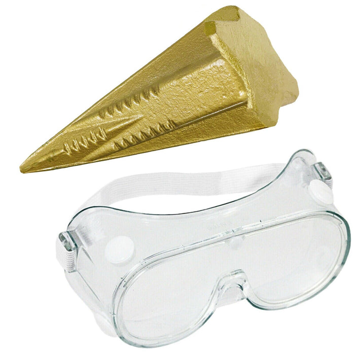 Log Splitter Wood Splitting Axe Wedge Maul Grenade Iron Spike Bomb x 3 + Safety Goggles