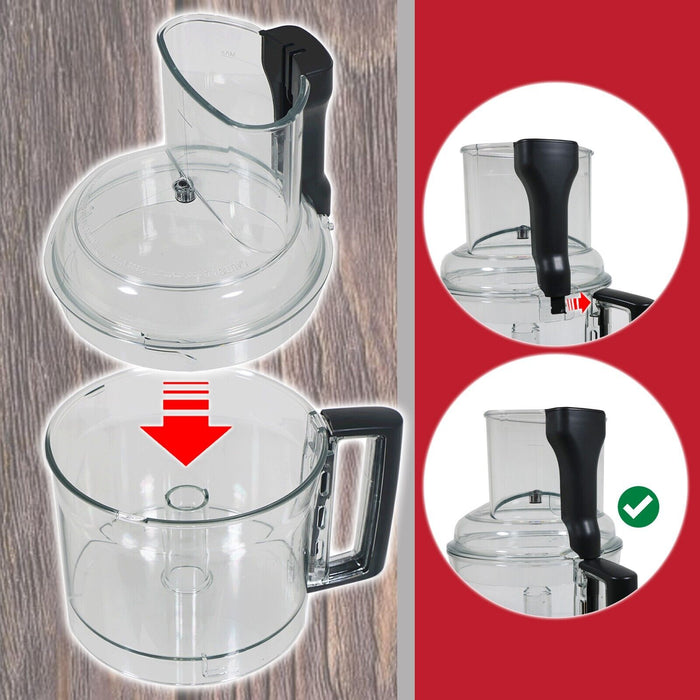 Magimix Mixer Bowl + Lid Cover for CS5200XL Food Processor (Clear with Black Handle, 17341 N, 17333)