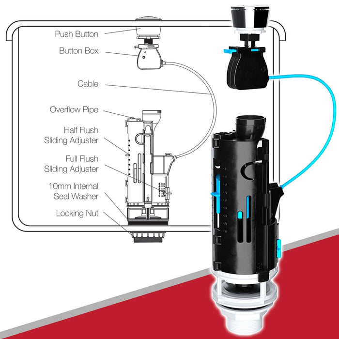 thumbnail image 2 of LavaTap Universal Dual Flush Toilet Valve Kit - Push Button & Cable (WRAS Approved) 2 of 3
