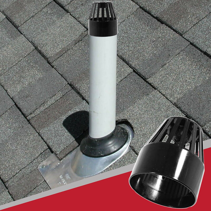 110mm Vent Terminal Soil Pipe Drain Stack System Ring Seal Bird Roof Cage (Black)