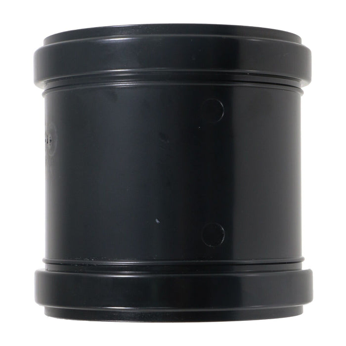 110mm 4" Soil Waste Pipe Double Socket Push Fit Straight Slip Coupler (Black)